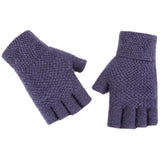 Winter Warm Fingerless Gloves Thermal Half Finger Knitted Mittens Navy