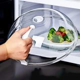 Transparent PC Microwave Cover with Handle for Plate Bowl Splatter