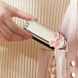 2Pcs Folding Brush with Mirror for Women Girls - Mini Hair Brush Creamy White