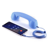 Handheld Retro  Wired Telephone Handset with Microphone for Smartphones PC Blue