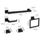 5Pcs Bathroom Towel Bar Set 40cm Stainless Steel Wall Mount Black