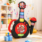 Guitar Toy with LED Lights Detachable Microphone and Music Black