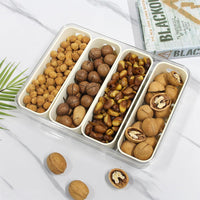 4-Compartment Snack Fruit Tray Divided Serving Tray Fresh-keeping Box with Lid and Handle