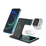 3-in-1 Wireless Charging Station 15W Fast Charger Stand Charging Dock for Wireless Charging Phone Watch AirPods Black