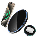 Fast Wireless Charger Pad with Mirror Surface for Smartphones Black