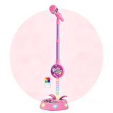 Flashing Light Karaoke Mic with Stand Adjustable for Youngsters Toy Pink