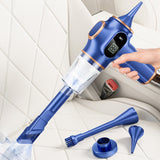 Cordless Desktop & Car Vacuum Cleaner with Blow & Suction and Digital Display Blue