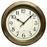 Silent Battery Operated Quartz Metal Wall Clock for Home Gold