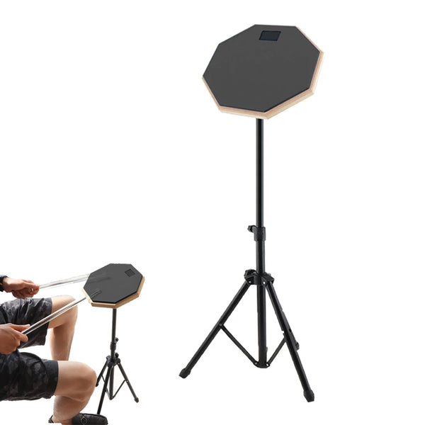 Silent Practice Drum Pad Set Dumb Drum with Drum Stand for Beginners Black