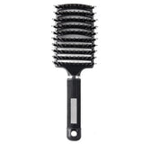 Detangle Nylon Boar Bristle Brush Head Scalp Comb Black