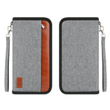 RFID Blocking Passport ID Card Holder Zipper Travel Wallet Grey