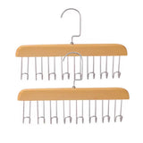 Set of 2Pcs Multi-Hook Bra Hanger Scarf Belt Organizer Space Saving Hangers Wood Color