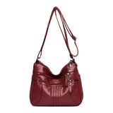 Women Multi Pocket Crossbody Bag Ladies Shoulder Bag PU Leather Mommy Bag Red