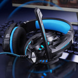Head-Worn Gaming Headset with MIC Wired LED Headphones for PC Laptop PS4 Blue