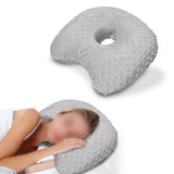 Ear Piercing Pillow with an Hole for Side Sleeper Gray