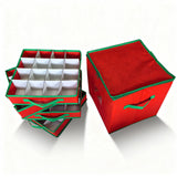 4-Tier 64-Compartment Christmas Ornament Storage Box with Lid