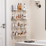 4PCS No Drill Acrylic Floating Shelves Wall Organizer for Bathroom Storage