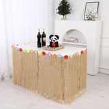 Straw Color Table Skirt 300x75cm with Tassels for Hawaiian Beach Party