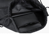 Water-resistant Drawstring Backpack Bag Portable Gym for Outdoor Travel Black