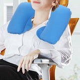 2PCS Inflatable Travel Neck Pillow for Car Plane Soft Velvet PVC Portable Sky Blue