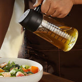2Pcs Set 470ml Glass Oil Sprayers with Measurement Marks Dual Spray and Pour Mode Oil Dispensers Clear