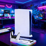 PS5 Slim/Pro Docking Cooling Station with Controller Charger & RGB Light White