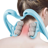 6-Roller Hand Neck Shoulder Massager Handheld Massager Blue