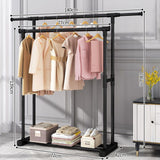 Double Rods Clothes Rack Rolling Clothing Rack for Hanging Clothes Portable Wardrobe Rack