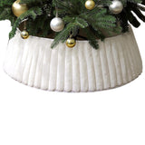 White Christmas Tree Collar with Striped Textured Pattern – Christmas Tree Skirt Base