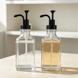 2 PCS 500ml Square Glass Syrup Soap Dispenser Bottles with Funnel Black