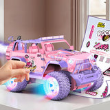 Remote Control Car with Color Lights Stickers Rechargeable Off Road Truck Pink