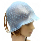 Hair Coloring Highlighting Dye Cap Frosting Tipping Reusable with Stainless Steel Hook Blue