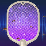 2 in 1 UV Light Mosquito Trap 3 Layer Grid USB Charging Electric Fly Swatter Bug