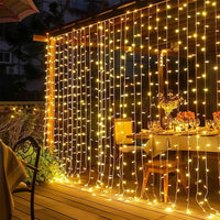 Solar Fairy Curtain Lights – Christmas Hanging String Lights for Window Backdrop Warm White