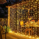 Solar Fairy Curtain Lights – Christmas Hanging String Lights for Window Backdrop Warm White