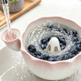 Self-Spinning Berry Washing Bowl Set with Drain Holes and 2 Fruit Forks Gradient Pink