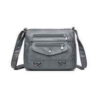 Crossbody Bag for Women Leather Messager Bag Large Capacity Shoulder Bag Gray