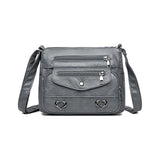 Crossbody Bag for Women Leather Messager Bag Large Capacity Shoulder Bag Gray