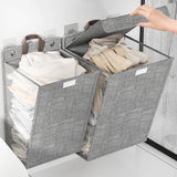 2 PCS Wall Mounted Foldable Laundry Hamper Hanging Clothes Storage Basket Grey