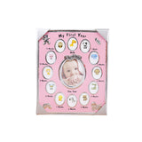 Baby's First Year Picture Photo Frame Newborn Baby Shower Gift Pink