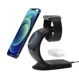 3 in 1 Magnetic Wireless Charger Stand Charging Station for iPhone 14/13/12 Series Apple Watch2-7 Black