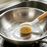 4 PCS Pot Cleaning Brush Set with Engineered Wood Handles for Cookware