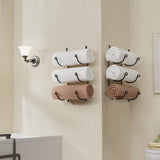 3 Tier Vertical Towel Rack Iron Wall Mount for Bathroom Storage Black