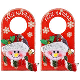 2Pcs Christmas Door Knob Hanger Door Handle Signs Xmas Decor Style 2