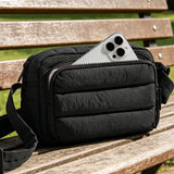 Large Capacity Lightweight Down-Feel Crossbody Bag for Commute Travel Sports Black
