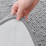 Soft Chenille Bath Mat with Rounded Corners, Absorbent & Non-Slip Rug