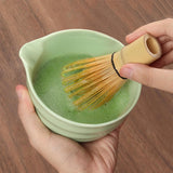 5-Piece Set Traditional Matcha Tea Tools Bamboo Whisk Ceramic Bowl Accessories for Matcha Brewing Green