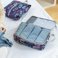 4Pcs Travel Compression Packing Cubes Expandable Luggage Organizers Feather