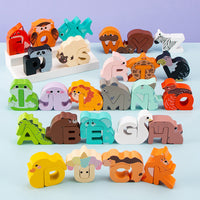 Wooden Alphabet Animal Puzzles – Matching Game Educational Toys for Kids