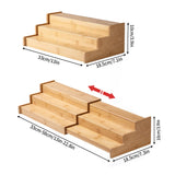 3-Tier Spice Rack Bamboo Expandable Display Shelf Kitchen Cabinet Organizer